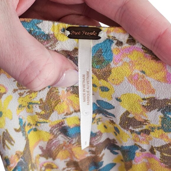 Free People Forget me Not Mini Dress Ivory Combo Ditsy Floral Mini Dress Sz 6 - Picture 8 of 10